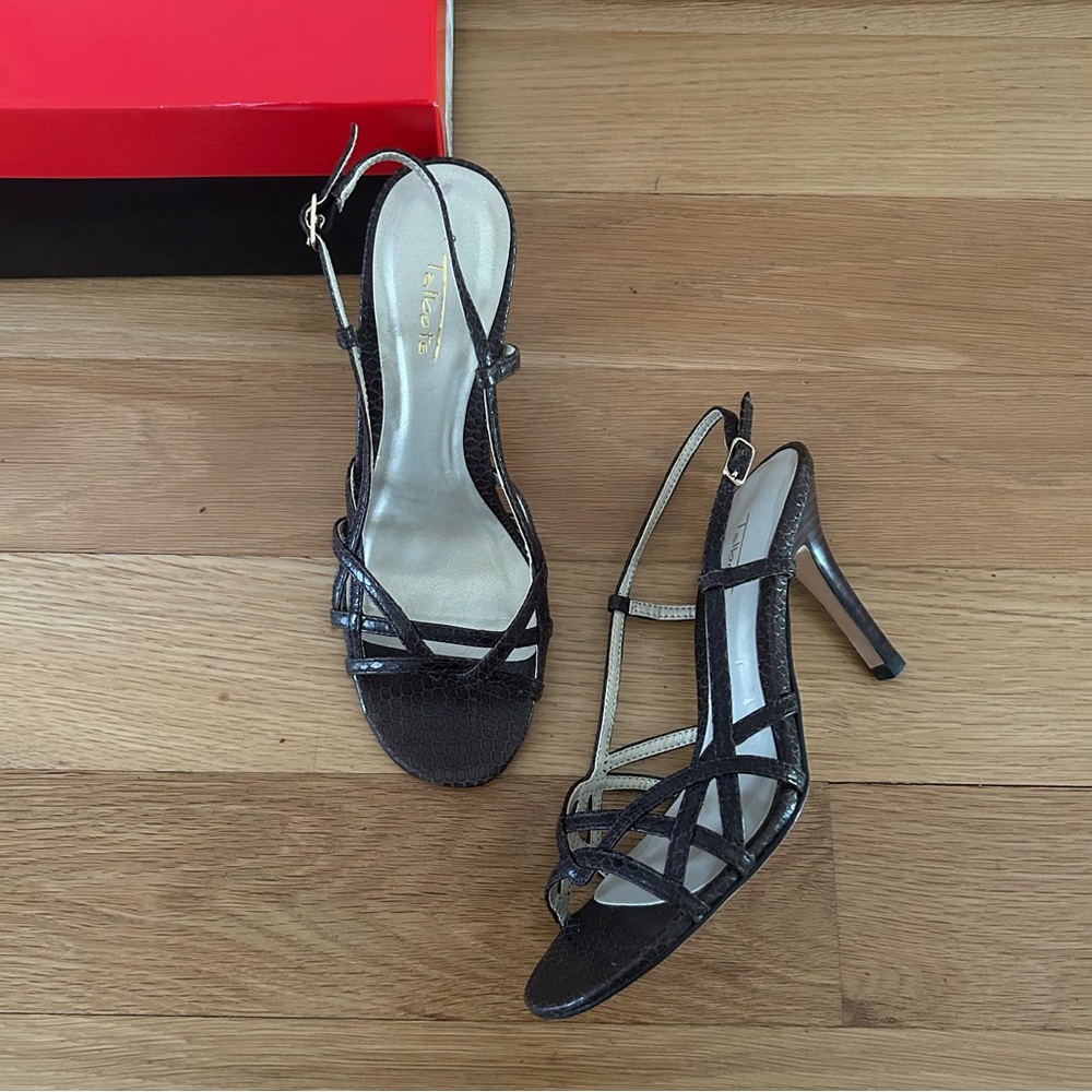 NWT Dark Brown Leather Strappy Heels